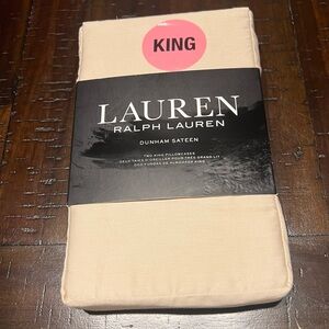Lauren Ralph Lauren Dunham Sateen Oat Color King Size Pillowcases Set of 2